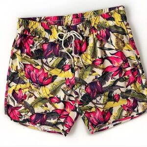 Zimmermann Yellow and Pink Athletic Shorts Vibrant Floral Design